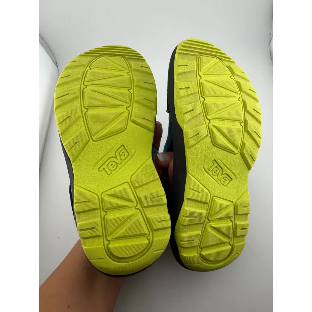 Teva Tanza Sandals Kids Size 1 Black Blue Neon Yellow Water Friendly